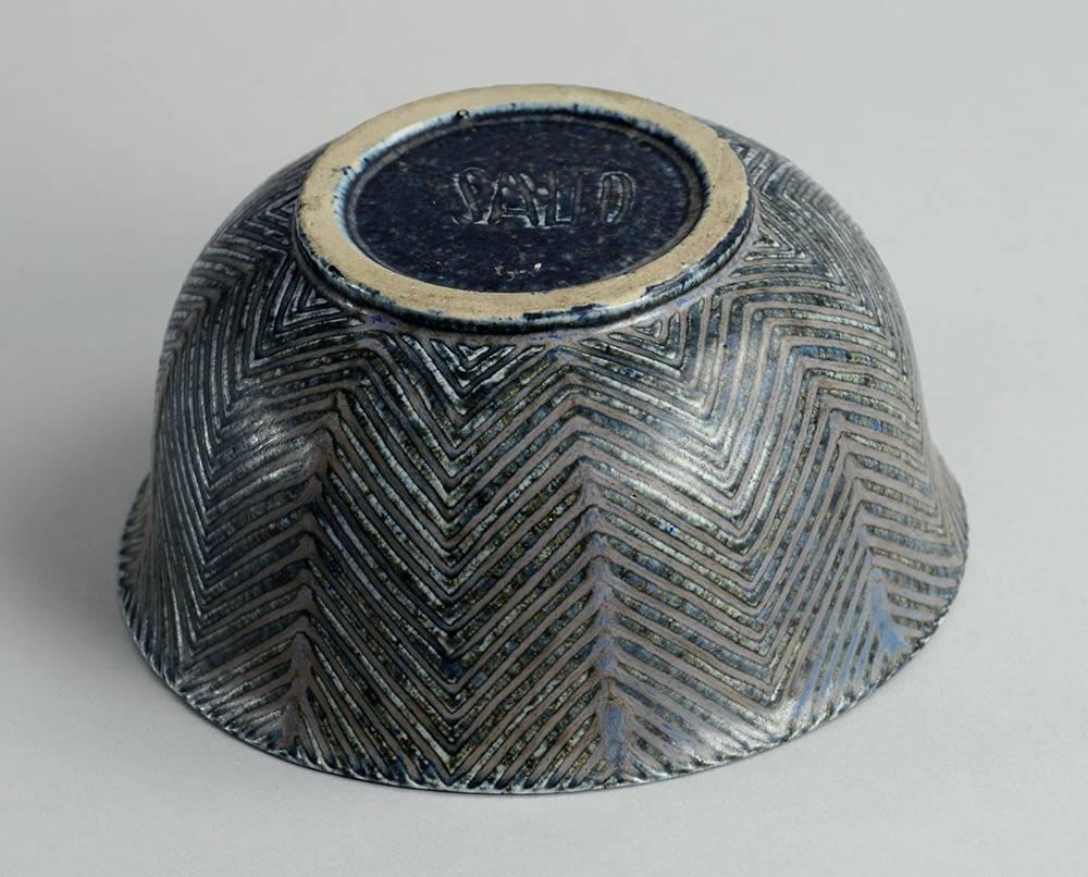 Scandinavian Modern Bowl with Blue Glaze by Axel Salto For Sale