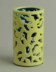Carved Porcelain Vase with Yellow and Turquoise Glaze by Axel Salto