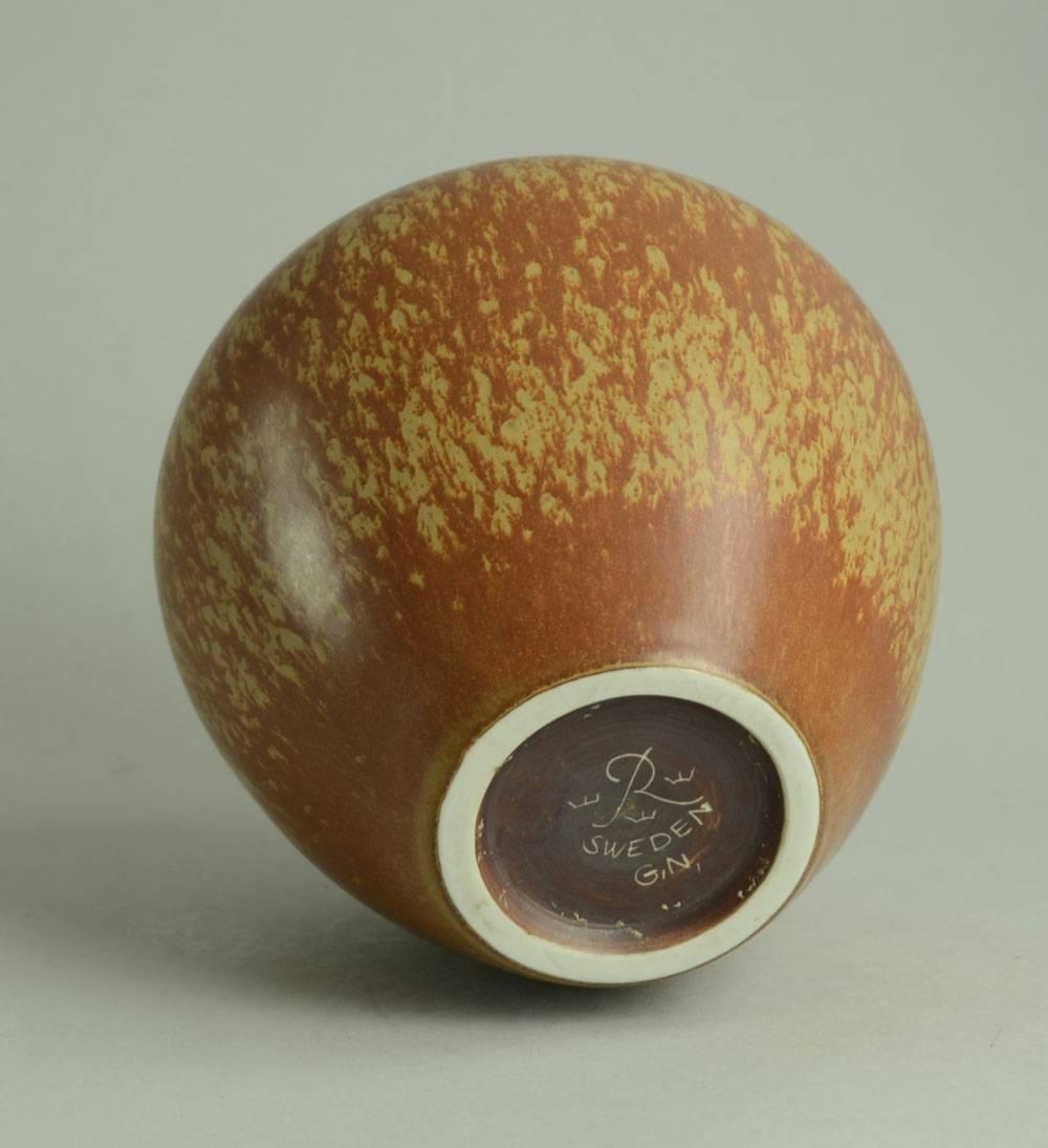 European Stoneware Vase with Reddish Brown Streaky Matte Glaze by Gunnar Nylund