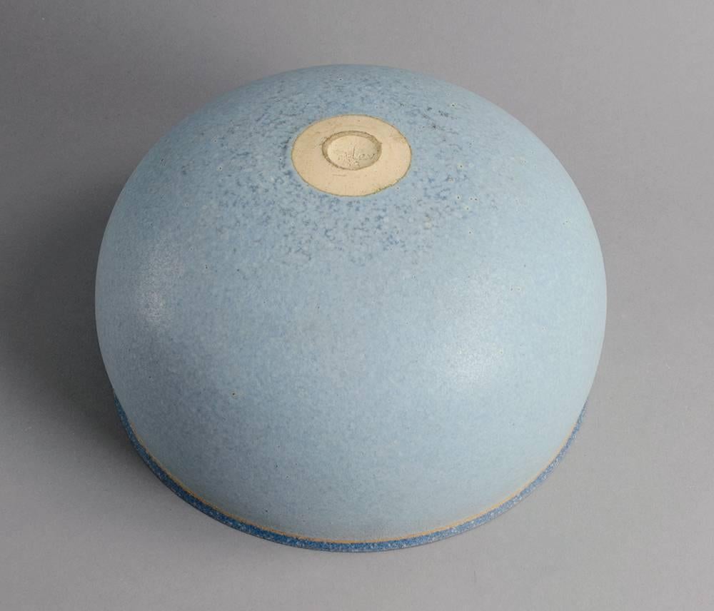 Unique stoneware bowl with matte light blue glaze, 1983.