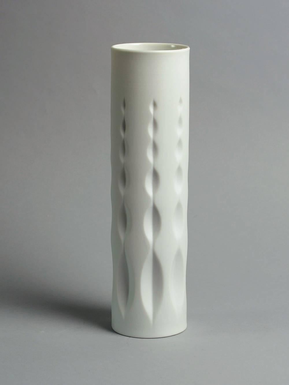 German Three Vases with Matte White Glaze by Heutschenreuther For Sale