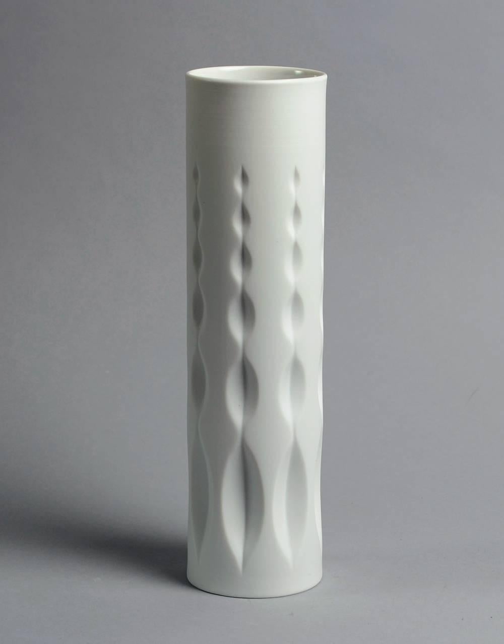 Glazed Three Vases with Matte White Glaze by Heutschenreuther For Sale