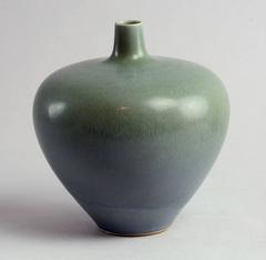 Large Vase with Green Haresfur Glaze by Berndt Friberg