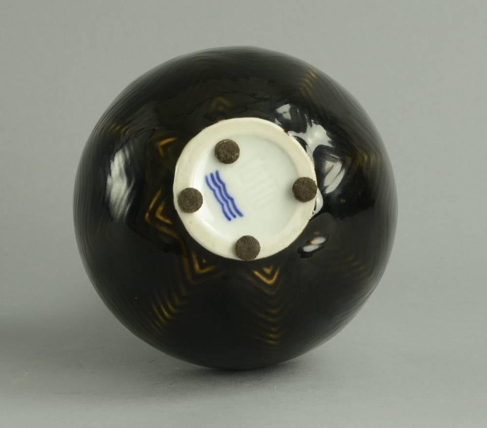 Vase with Glossy Black Tenmoku Glaze by Axel Salto In Excellent Condition For Sale In New York, NY