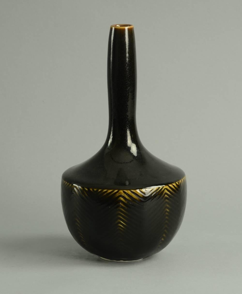Danish Vase with Glossy Black Tenmoku Glaze by Axel Salto For Sale