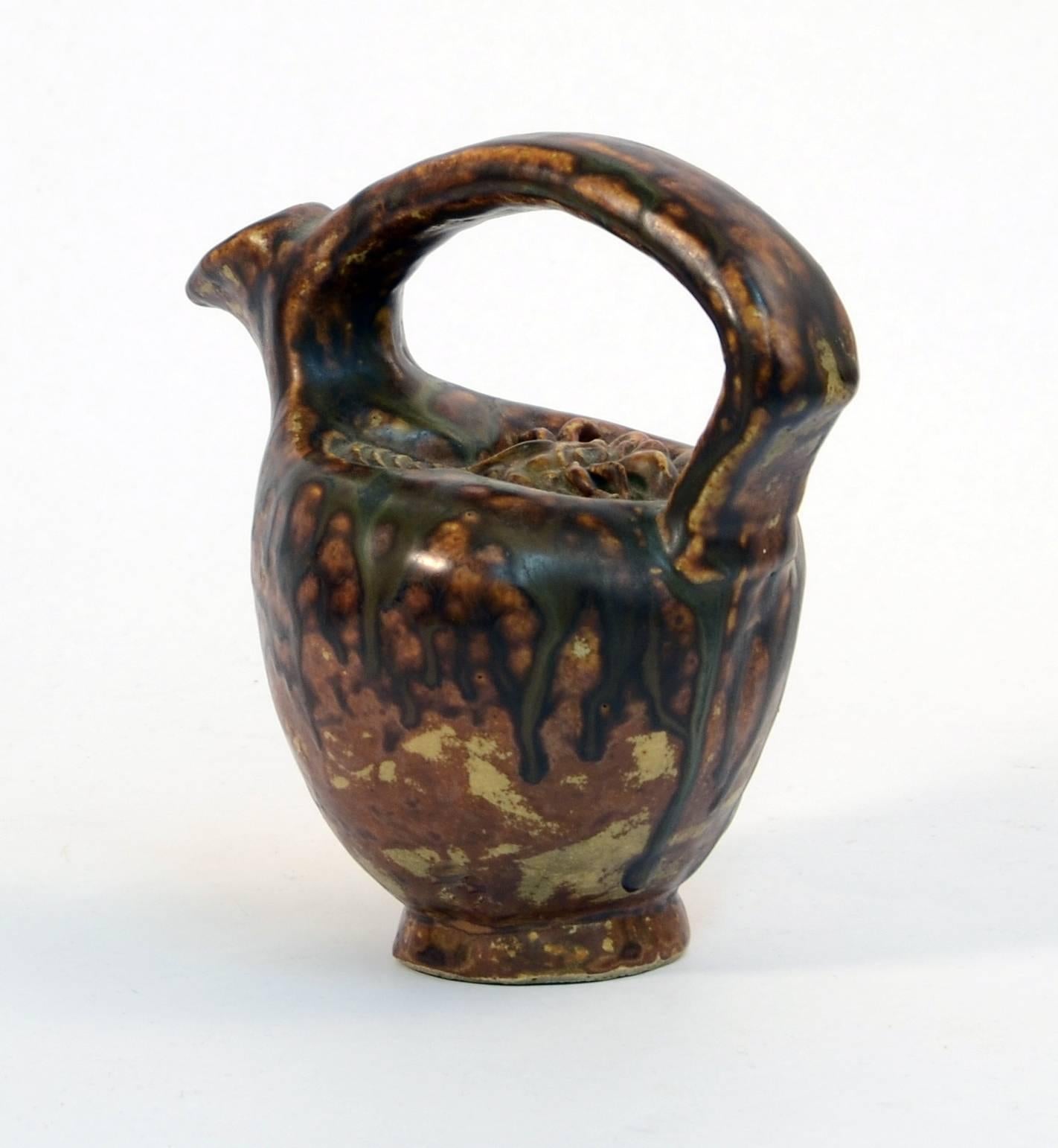 Art Nouveau Stoneware Jug with Carved Decoration by Bode Willumsen, Own Studio, Denmark For Sale