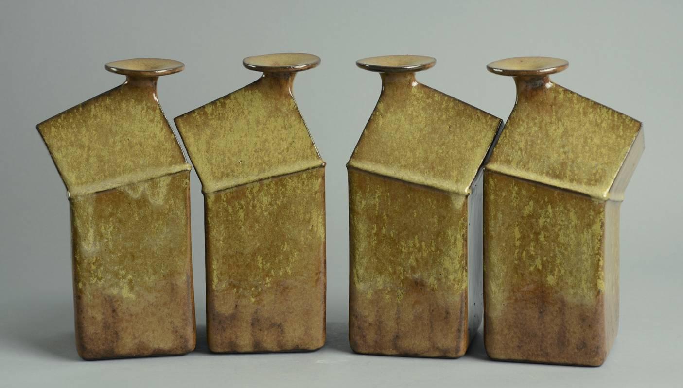 Set of Four Bottle Vases by Rolf Overberg In Excellent Condition For Sale In New York, NY