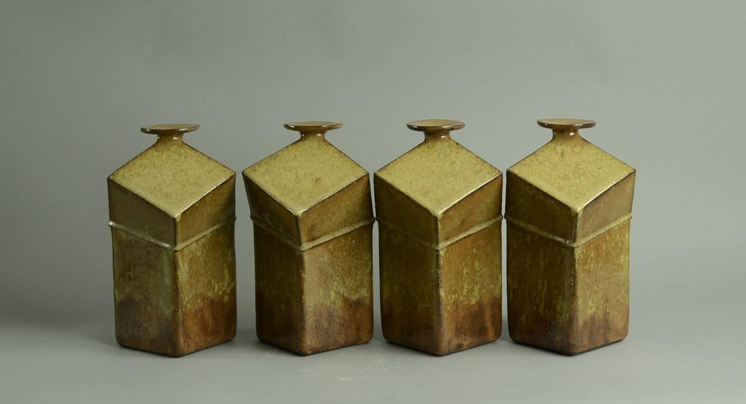 Ceramic Set of Four Bottle Vases by Rolf Overberg For Sale