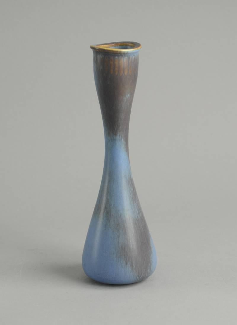 Glazed Four Vases with Blue and Brown Glaze by Gunnar Nylund for Rörstrand