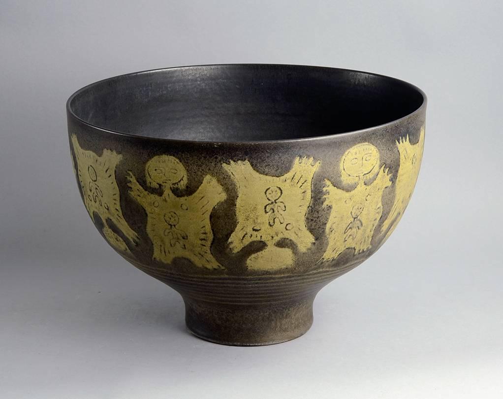 Glazed Monumental Bowl by Edwin and Mary Scheier For Sale