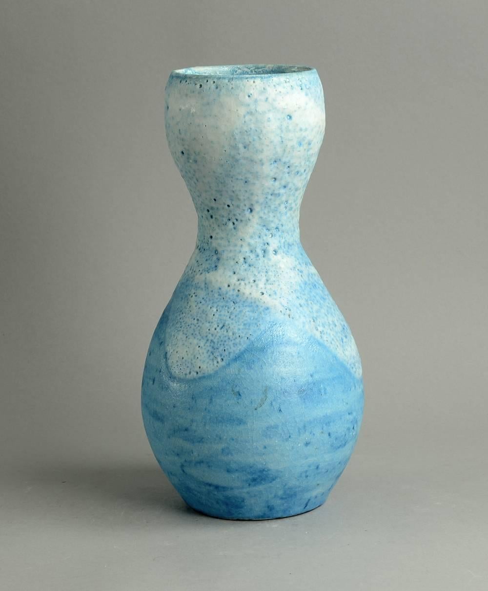 Mid-Century Modern Vase with Blue Glaze by Guido Gambone, Italy, 1950s