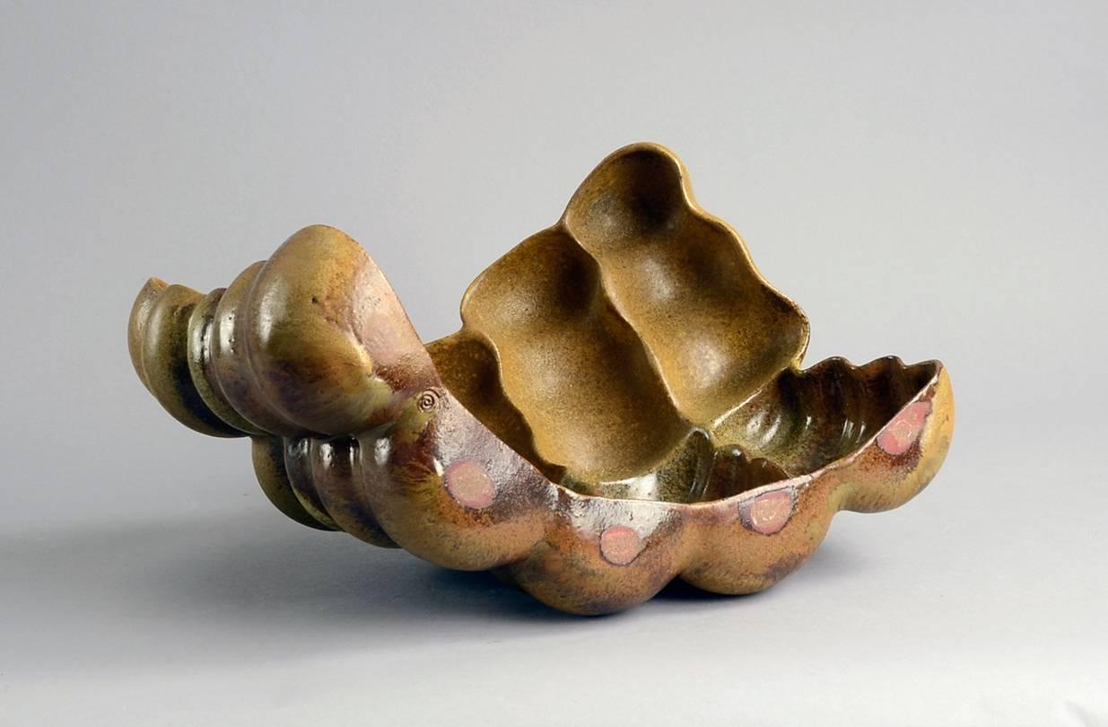 Glazed Stoneware Organic Sculptural form by Beate Kuhn, Germany c. 1970s-80s For Sale