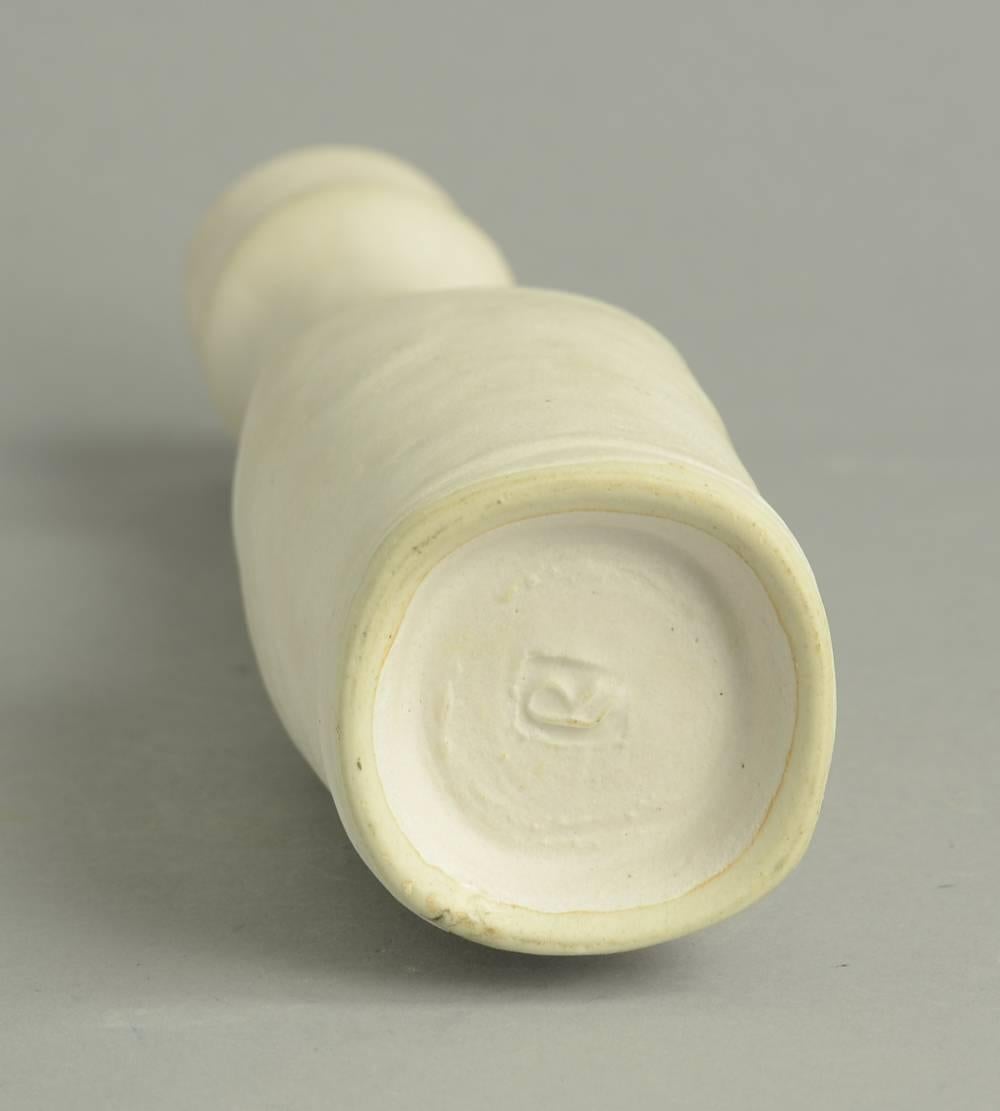English Unique Stoneware Vase with Matte White Glaze by Lucie Rie, c. 1970s For Sale