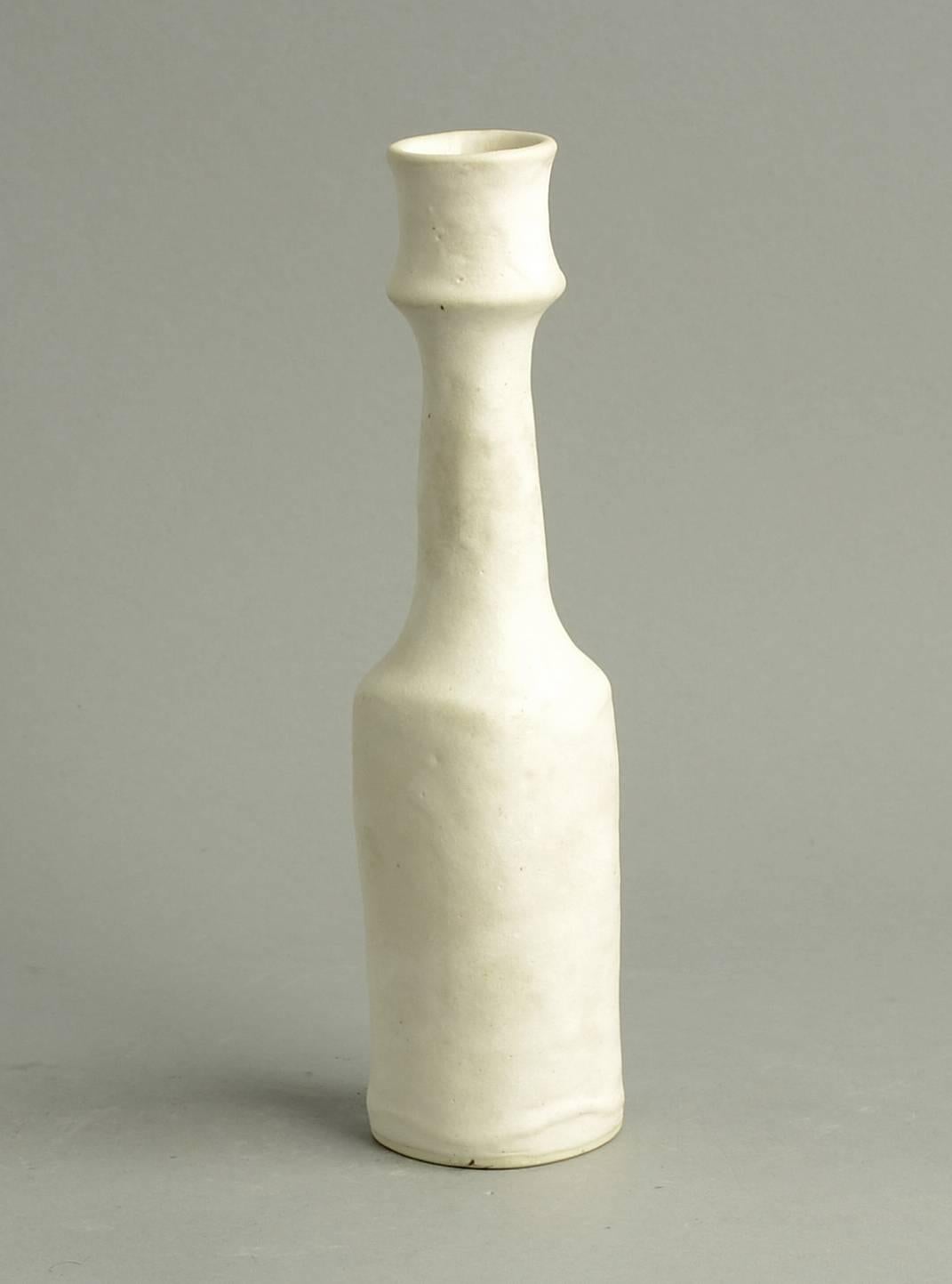 Mid-Century Modern Unique Stoneware Vase with Matte White Glaze by Lucie Rie, c. 1970s For Sale