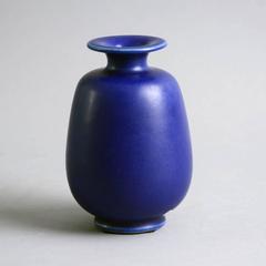 Vase with Deep Blue Glaze by Erich & Ingrid Triller, Tobo, circa 1930s-1960s