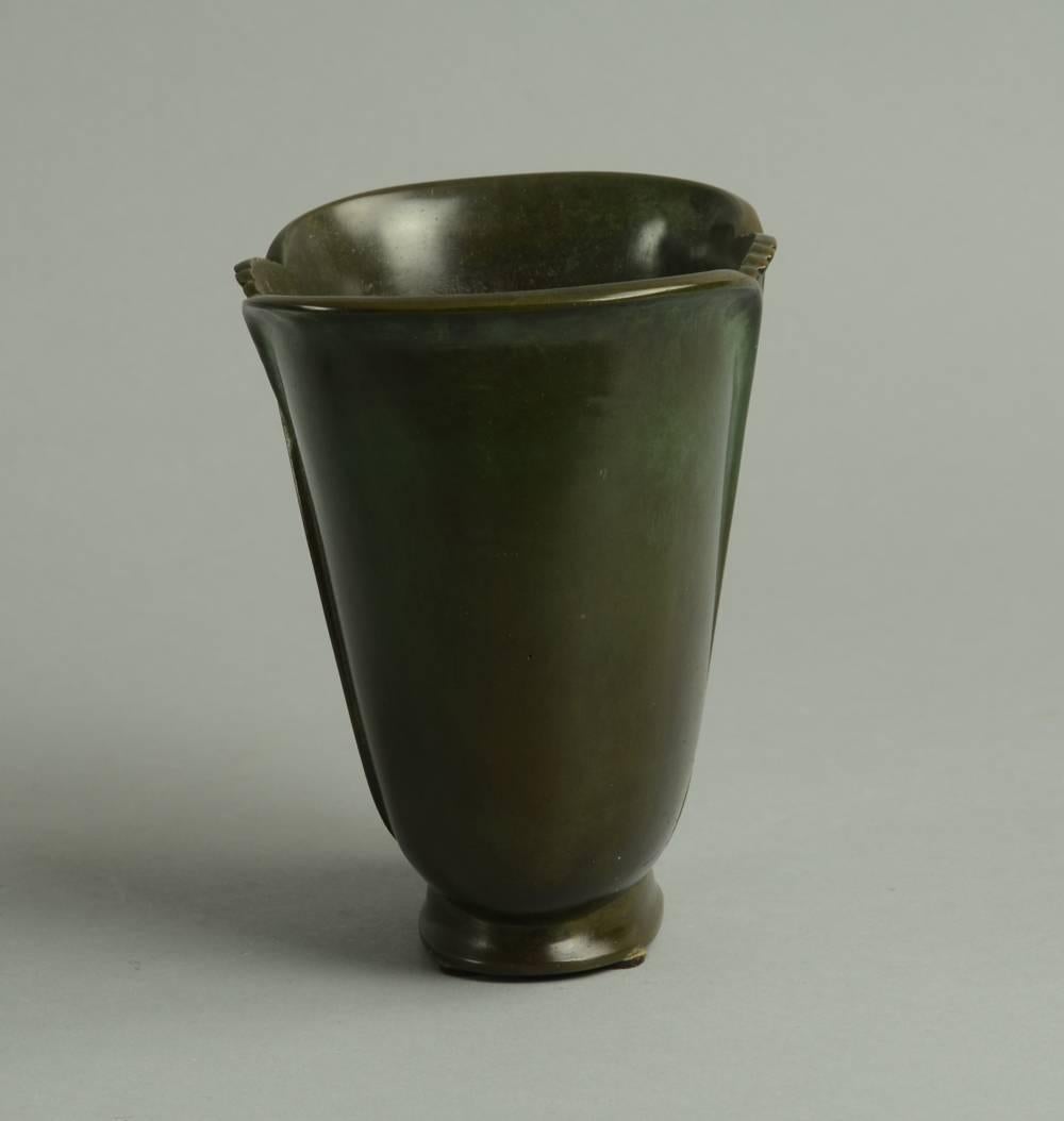 Patinated Art Nouveau Bronze Vase by Just Anderson for GAB, Sweden, 1930s For Sale