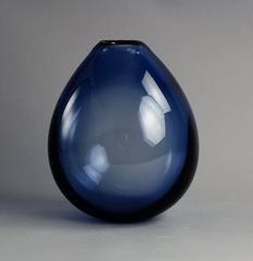 "Soap Bubble" Vase in Blue Glass by Per Lutken for Holmegaard, 1950s-1960s
