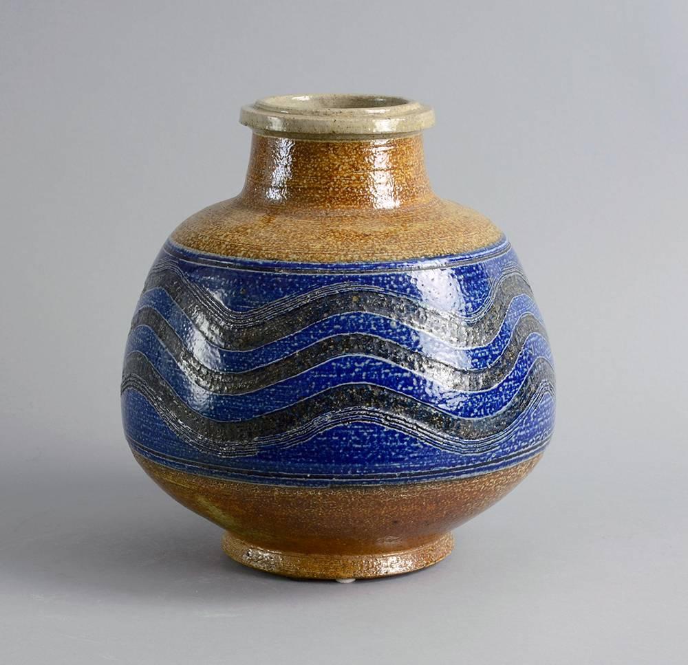 Danish Large Stoneware Vase by Nils Kahler, Kahler Keramik, 1950s-1960s For Sale