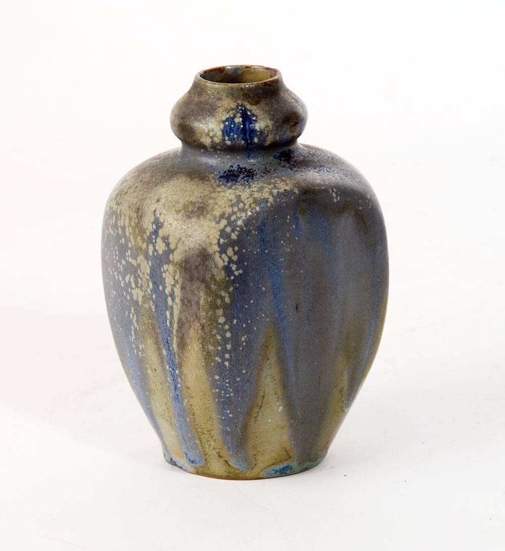 Charles Greber, France, unique stoneware Art Nouveau vase with matte blue and gray crystalline glaze, circa 1900-1910.
Impressed "C. Greber".
Height 5" (13 cm) width 2 3/4" (7 cm).
Excellent condition, no chips, cracks or