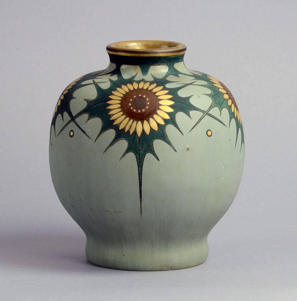 Jugendstil Hand-Painted stoneware vase by Carl Halier, Patrick Nordstrom and Gustav Kohl