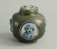 Stoneware Jar with Portraits in Relief by Jais Nielsen for Royal Copenhagen