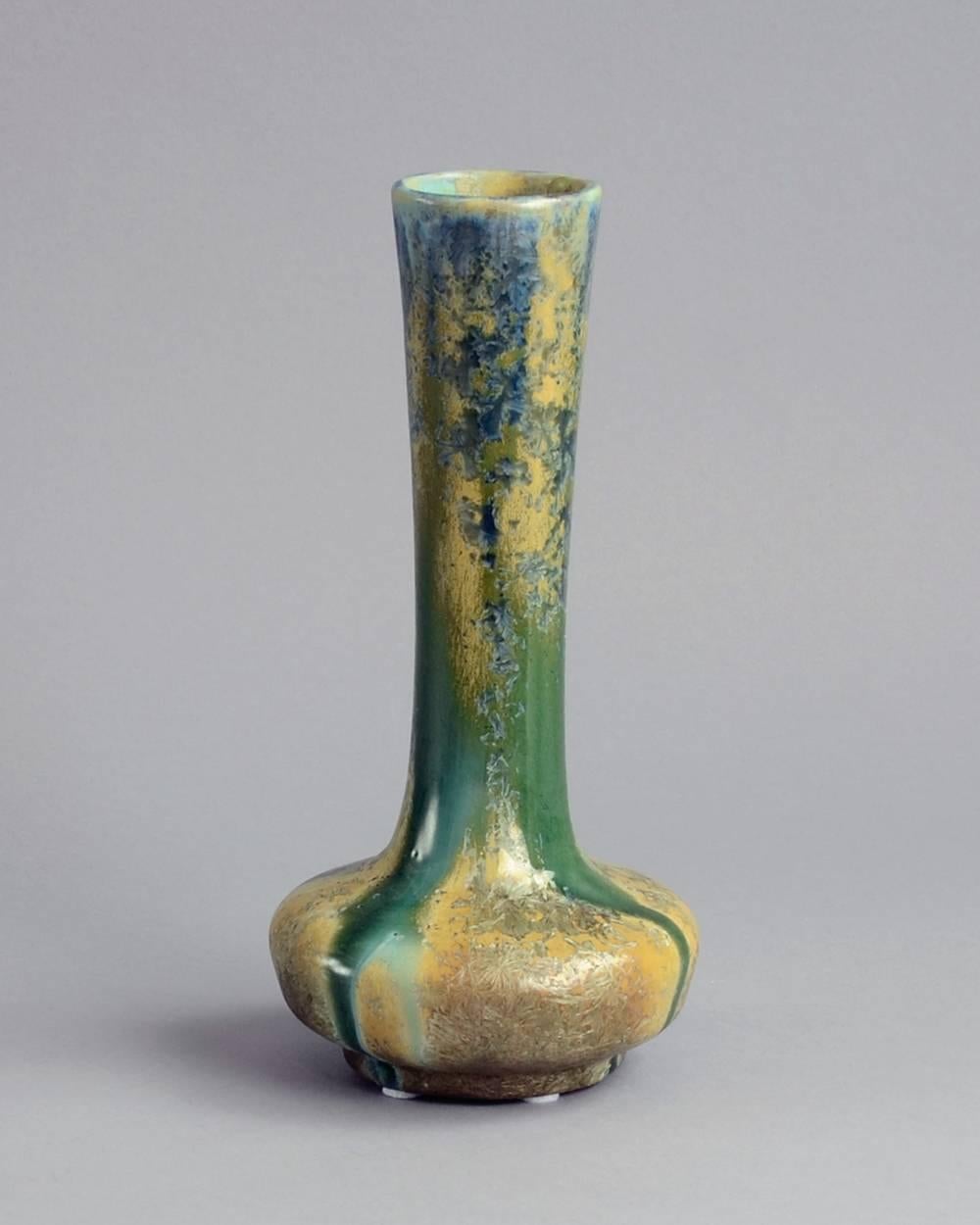 French Art Nouveau Stoneware Vase with Dripping Glaze by Pierrefonds, France For Sale