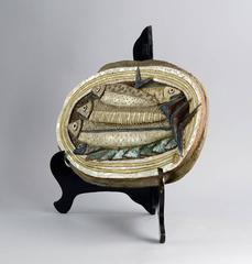 Unique Stoneware Plaque with Fish in Relief, by Tyra Lundgren for Gustavsberg
