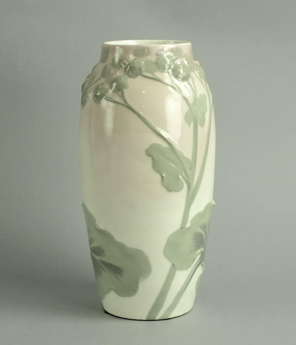 Rörstrand, Sweden, Art Nouveau porcelain vase with applied thistle design in relief, 1910s-1920s.
Printed 