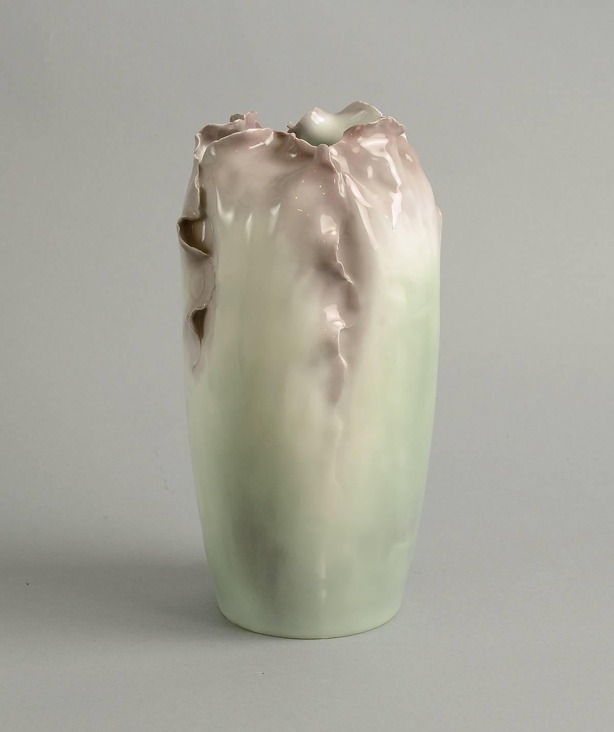 Glazed Art Nouveau Porcelain Vase in the Shape of Flower Bud by Rorstrand For Sale