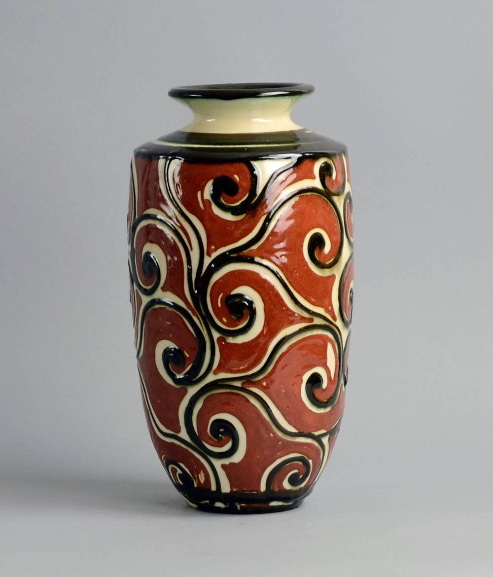 Glazed Art Deco Vase by Sophie Lundstien for Herman Kahler, Denmark, 1920s For Sale