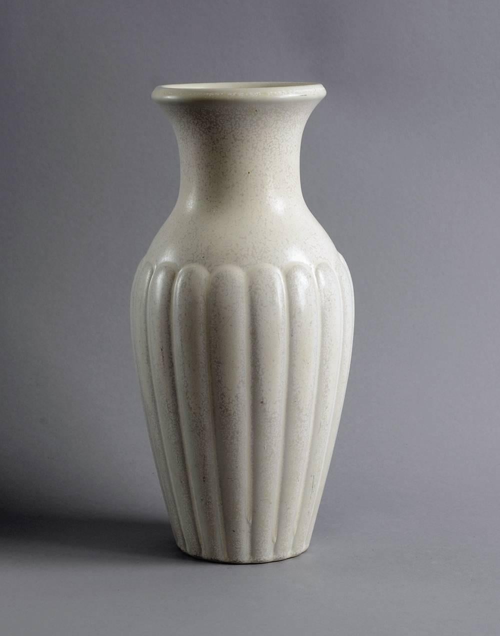 Scandinavian Modern Stoneware Vase with Matte Cream Glaze by Gunnar Nylund for Rorstrand, Sweden For Sale