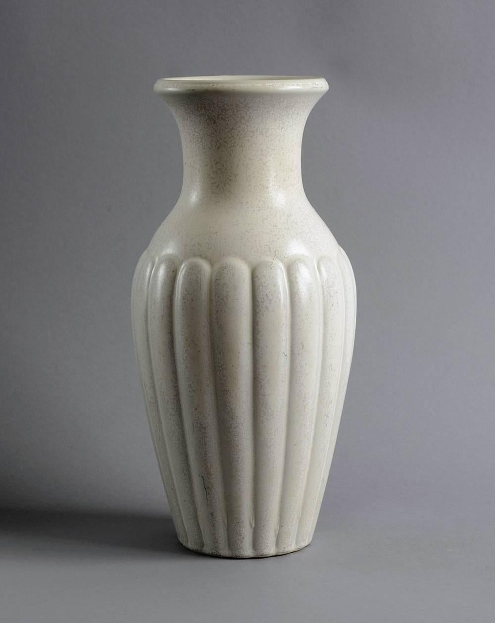 Swedish Stoneware Vase with Matte Cream Glaze by Gunnar Nylund for Rorstrand, Sweden For Sale