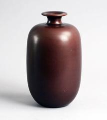 Unique Stoneware Vase with Matte Brown Glaze by Erich & Ingrid Triller for Tobo