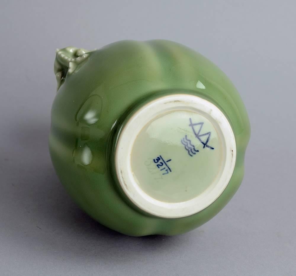 Glazed Ceramic Jar with Celadon Glaze, Bronze Lid and Foot, by Bode Willumsen 1930s For Sale