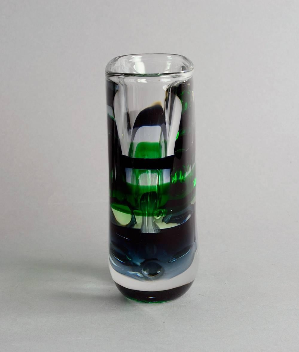 Swedish Art Glass Vase by Nils Landberg for Orrefors, 1950s For Sale