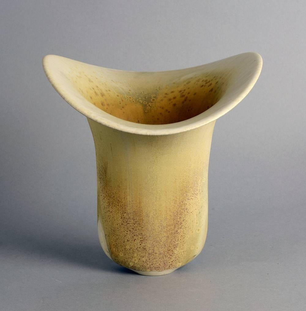 German Unique Stoneware Vase with Cream Crystalline Glaze by Gottlind Weigel For Sale