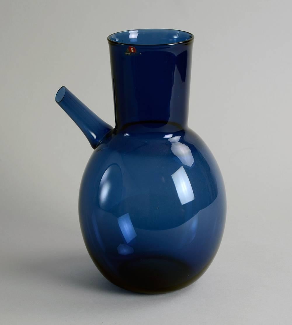 Scandinavian Modern Decanter in Blue Glass by Timo Sarpaneva for Iittala For Sale