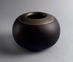 Unique Vase with Matte Black Glaze by Ursula Scheid, 1987