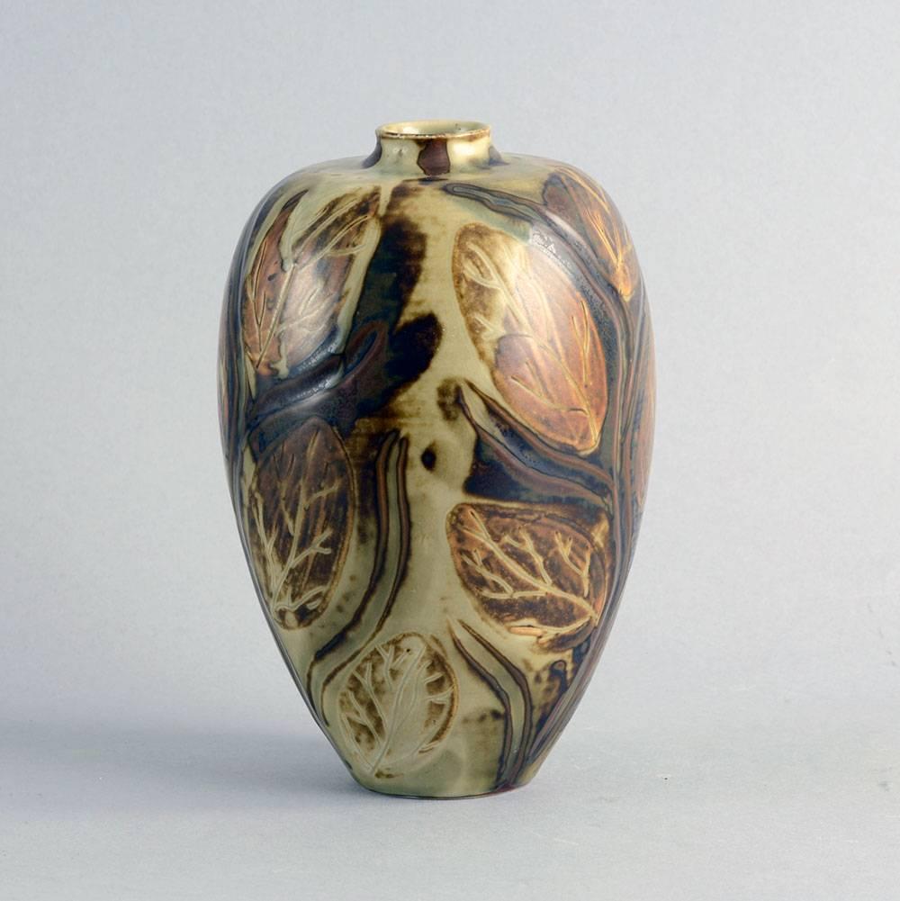 Mid-Century Modern Unique Stoneware Vase by Gerd Bogelund for Royal Copenhagen, 1950s For Sale