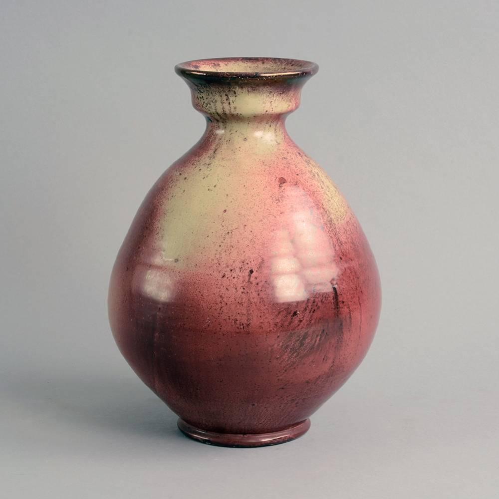 Danish Vase with Red and Cream Glaze by Herman Kahler Keramik, 1920s-1930s For Sale