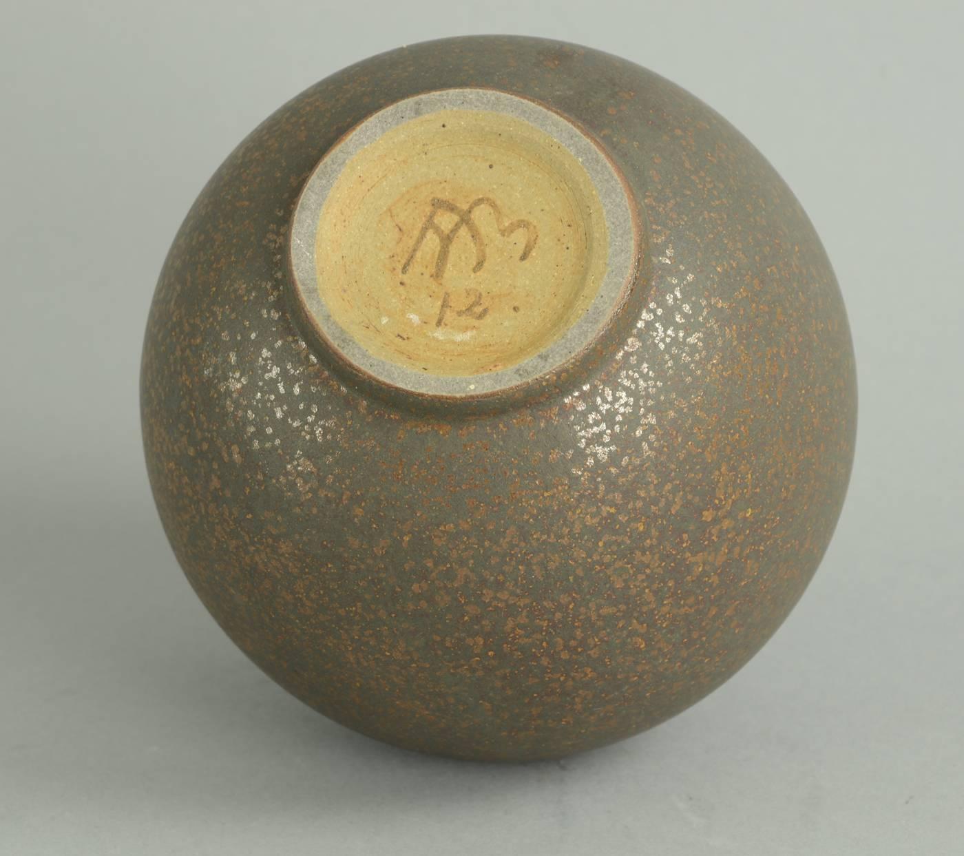 Glazed Spherical Vase with Unusual Two-Tone Glaze by Arne Bang, 1930s For Sale