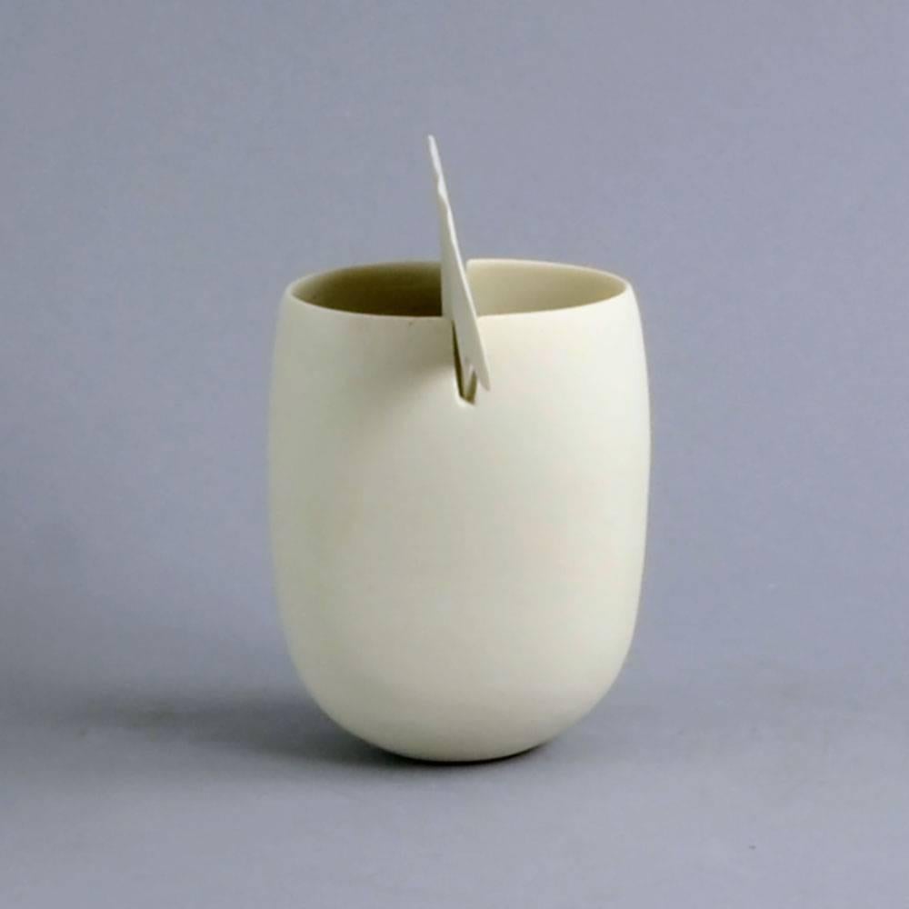 Ruth Duckworth, own studio, US 

Unique porcelain two-piece sculptural vessel with matte white glaze.
Measures: Height 5 1/2