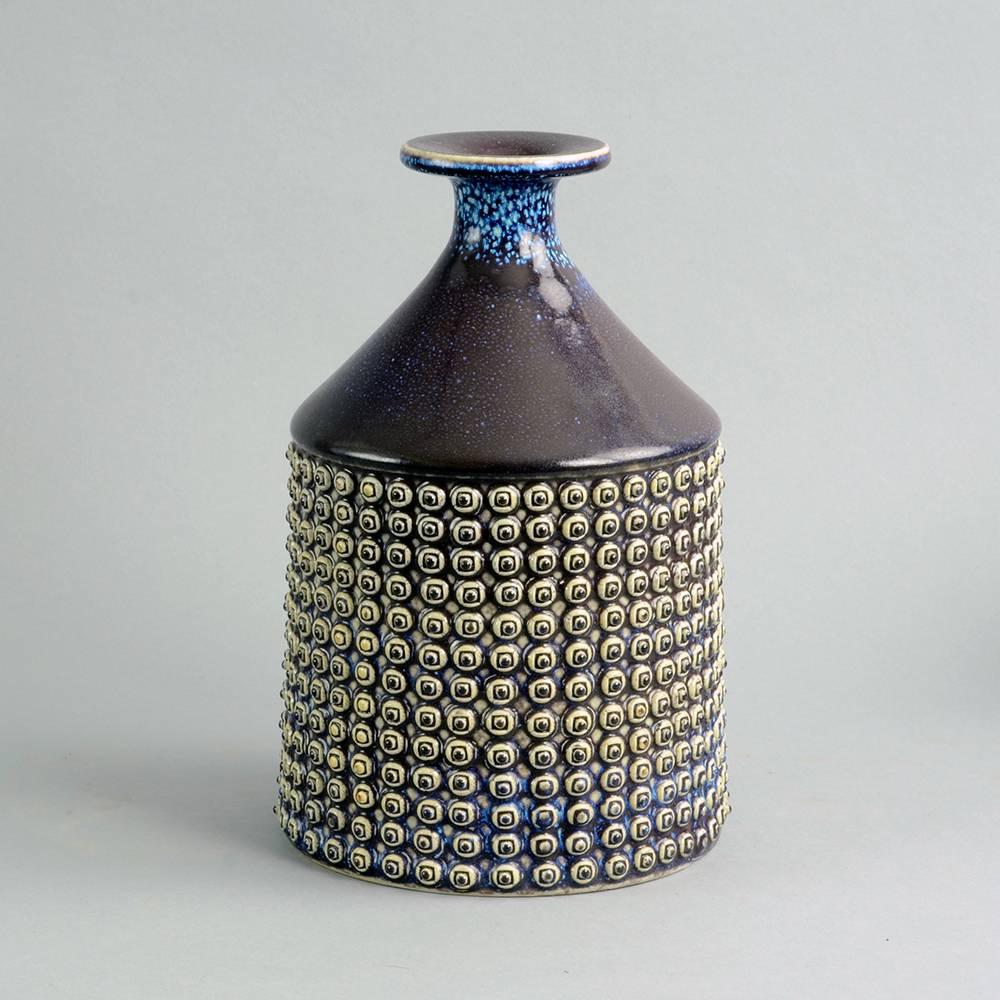 Scandinavian Modern Large Vase with Purple Glossy Glaze by Stig Lindberg for Gustavsberg For Sale