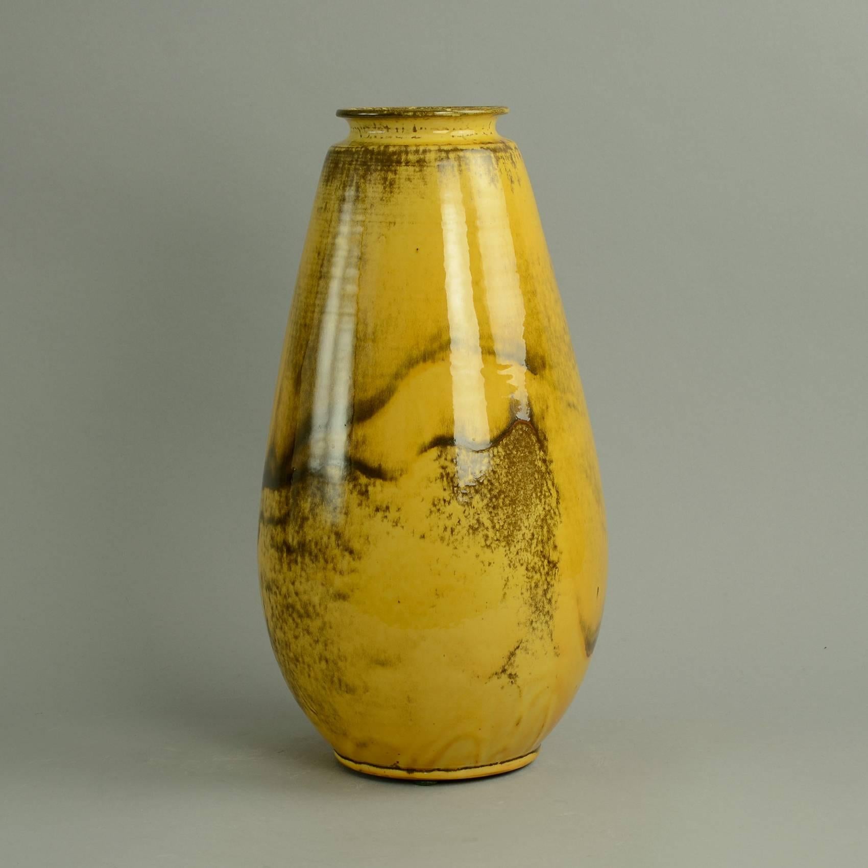 Danish Earthenware Vase with Yellow Glaze by Svend Hammershøi for Herman Kahler For Sale
