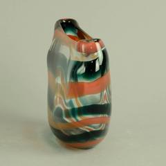 Glass Vase in Green, Orange and Clear Glass by Floris Meydam for Leerdam