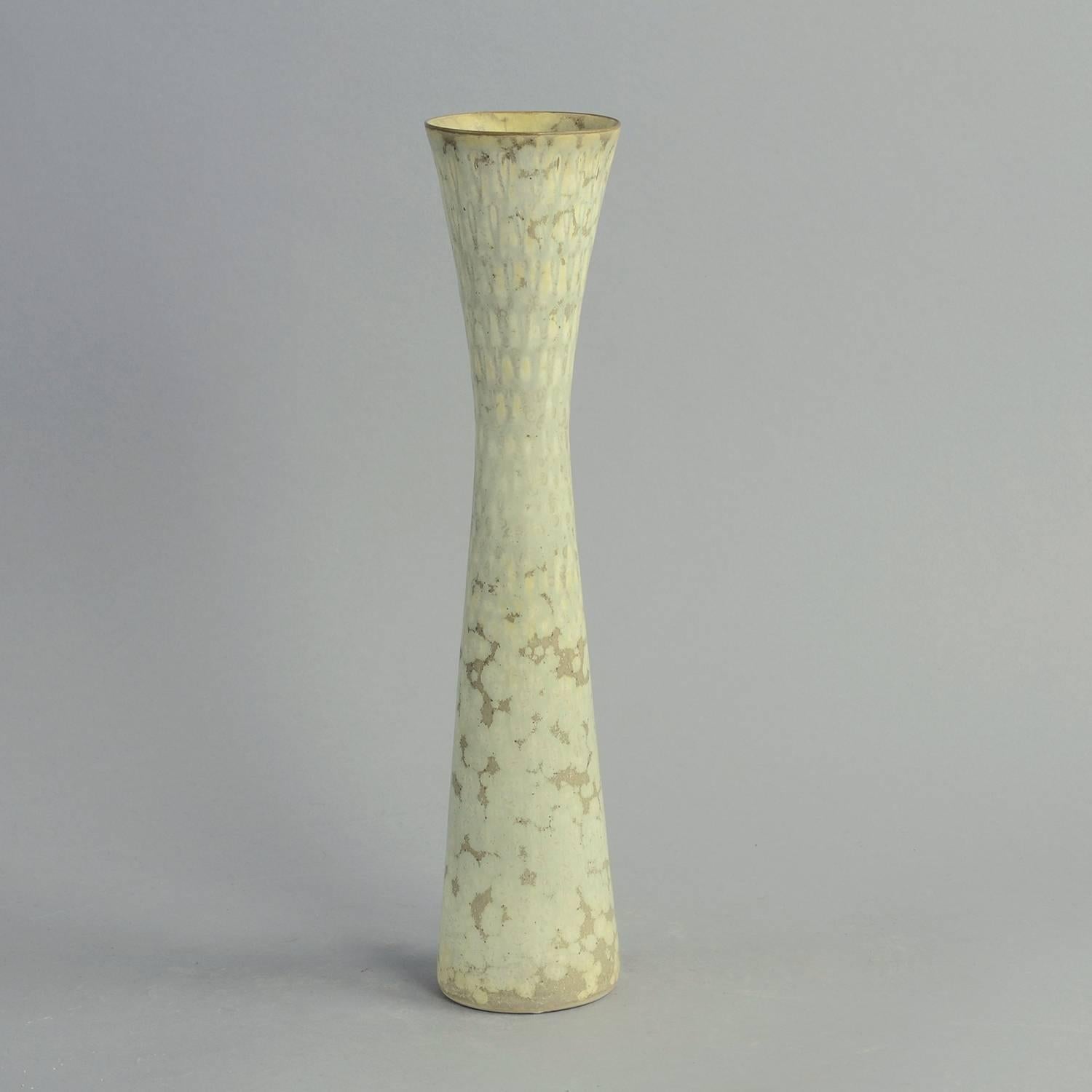 Carl Harry Stålhane for Rörstrand, Sweden 

1. Stoneware vase with speckled olive and brown haresfur glaze, circa 1950s-1960s.
Note: Marked as second for no discernable reason.
Measures: Height 7