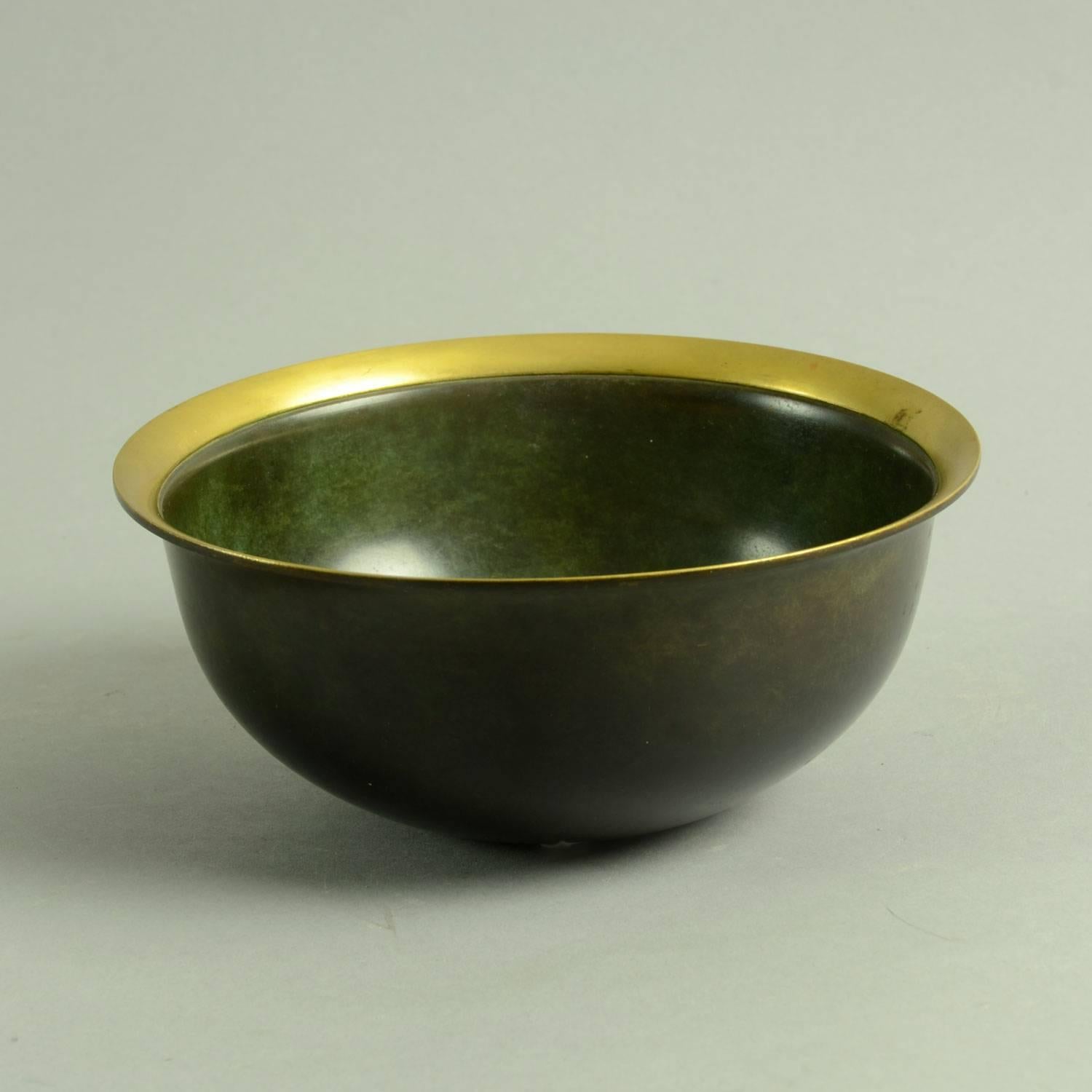 Art Deco Bronze Bowl with Turned Out Polished Rim by Just Andersen, Denmark, 1930s For Sale