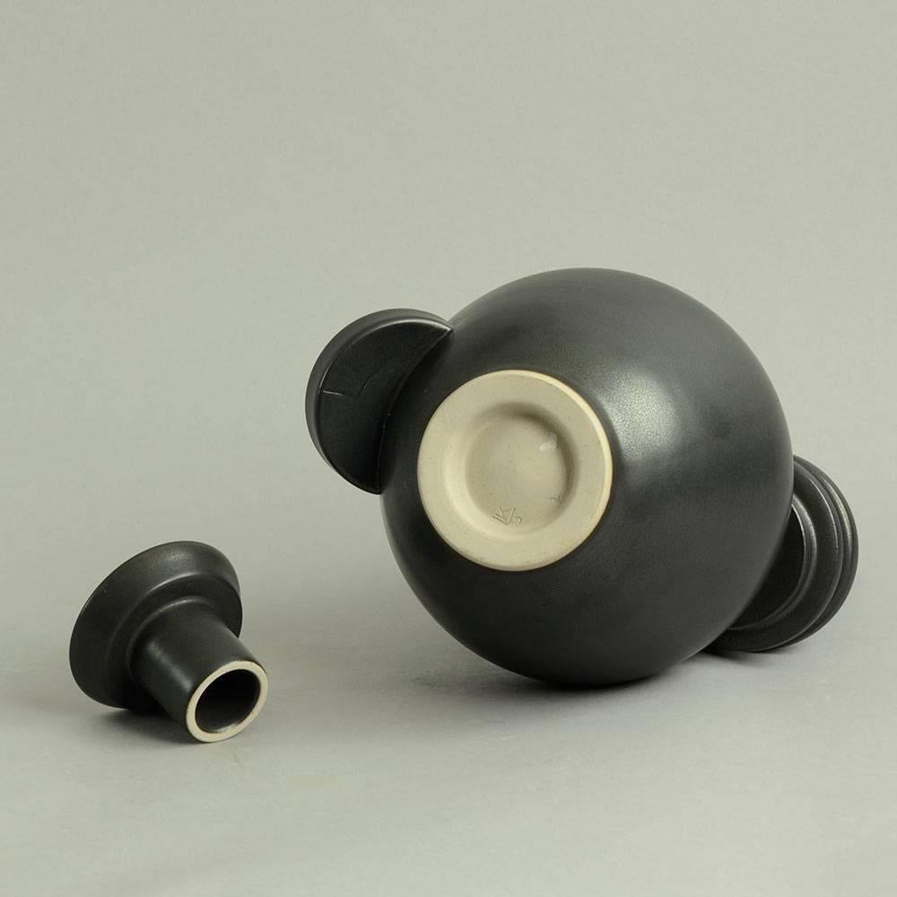 Contemporary Postmodern Coffeepot with Matte Black Glaze by Lutz Könecke, Germany For Sale
