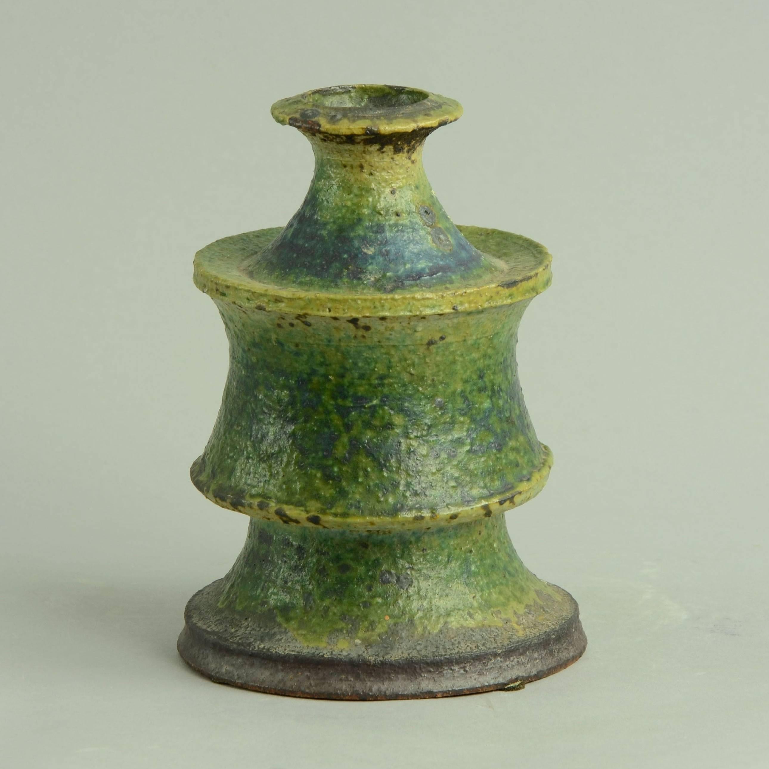 Kyllikki Salmenhaara for Arabia

Unique stoneware vase with matte green and blue glaze, 1950s.
Measures: Height 7
