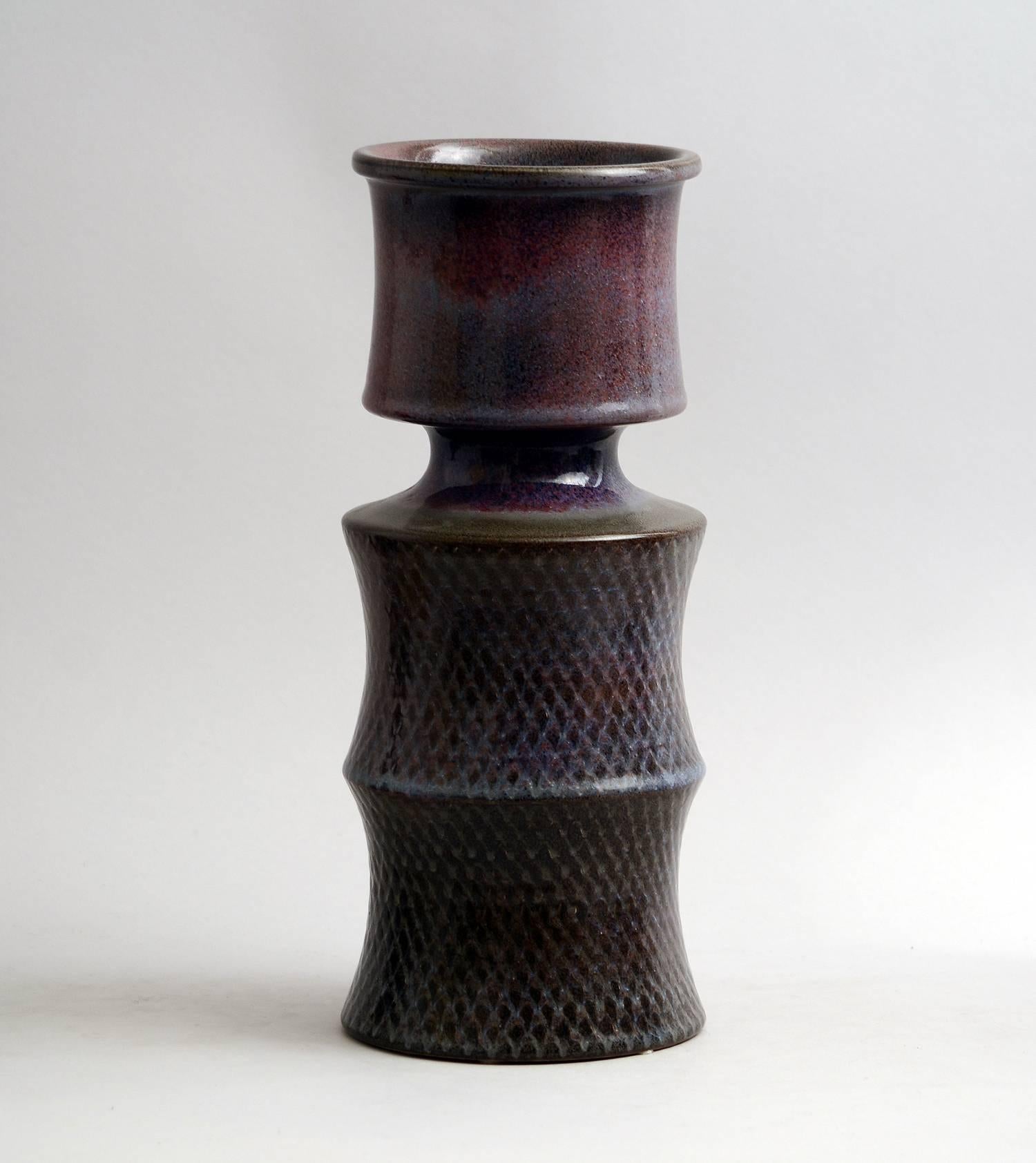 Swedish Vase with Purple Glaze by Stig Lindberg for Gustavsberg, 1969 For Sale